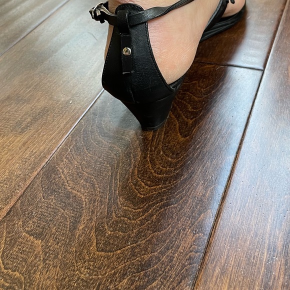 Giuseppe Zanotti Black Wedge Sandals with Silver Ring Detail 40 - Picture 4 of 11